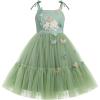 imageIDOPIP Pageant Dress for Toddler Girls Embroidery Flower Girl Butterfly Birthday Dress Baby Wedding Tea Party Tulle Tutu GownGreen