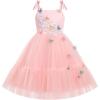 imageIDOPIP Pageant Dress for Toddler Girls Embroidery Flower Girl Butterfly Birthday Dress Baby Wedding Tea Party Tulle Tutu GownPink