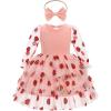imageIDOPIP Toddler Baby Girls Tutu Dress with Headband Strawberry Butterfly Birthday Outfit Infant Pageant Tiered Tulle DressesPink Strawberry