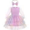 imageIDOPIP Toddler Baby Girls Tutu Dress with Headband Strawberry Butterfly Birthday Outfit Infant Pageant Tiered Tulle DressesPurple Sequin