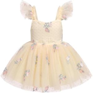 imageIDOPIP Baby Girls Butterfly Tutu Dress Summer Sleeveless Backless Princess Birthday Party Dresses Ruffle Tulle Sundress 6M5TChampagne  Floral