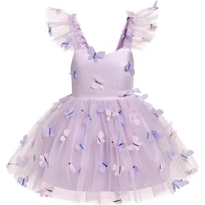 imageIDOPIP Baby Girls Butterfly Tutu Dress Summer Sleeveless Backless Princess Birthday Party Dresses Ruffle Tulle Sundress 6M5TPurple  Butterfly