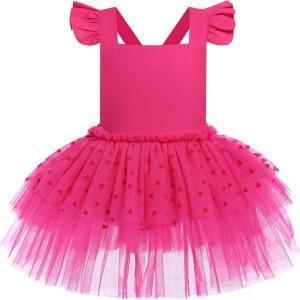 imageIDOPIP Baby Girls Tutu Dress Summer Sleeveless Backless Princess Birthday Party Dresses Ruffle Tulle Bowknot Romper SundressHot Pink