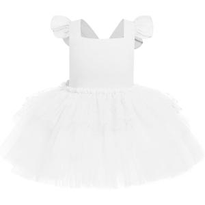 imageIDOPIP Baby Girls Tutu Dress Summer Sleeveless Backless Princess Birthday Party Dresses Ruffle Tulle Bowknot Romper SundressWhite