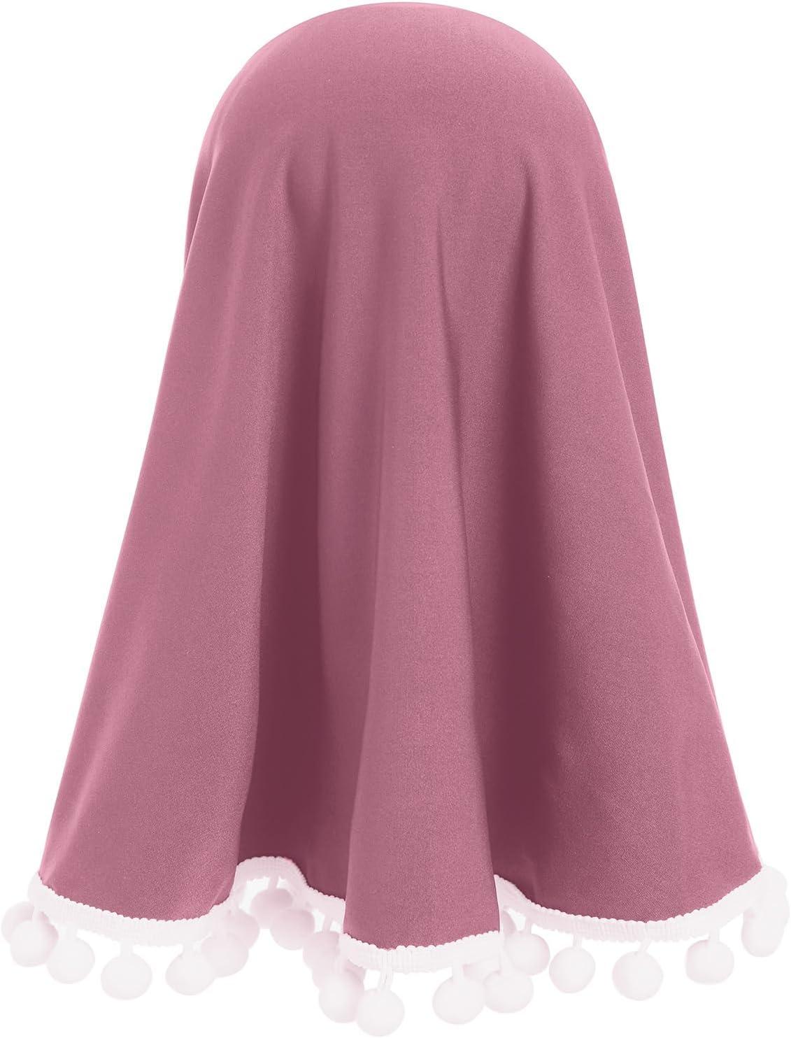 imageIDOPIP Baby Girls Muslim Abayas Dress with Hijab 2PCS Prayer Clothes for Toddler Kids Girl Ramadan Dresses Islamic Dubai RobePurple Pink