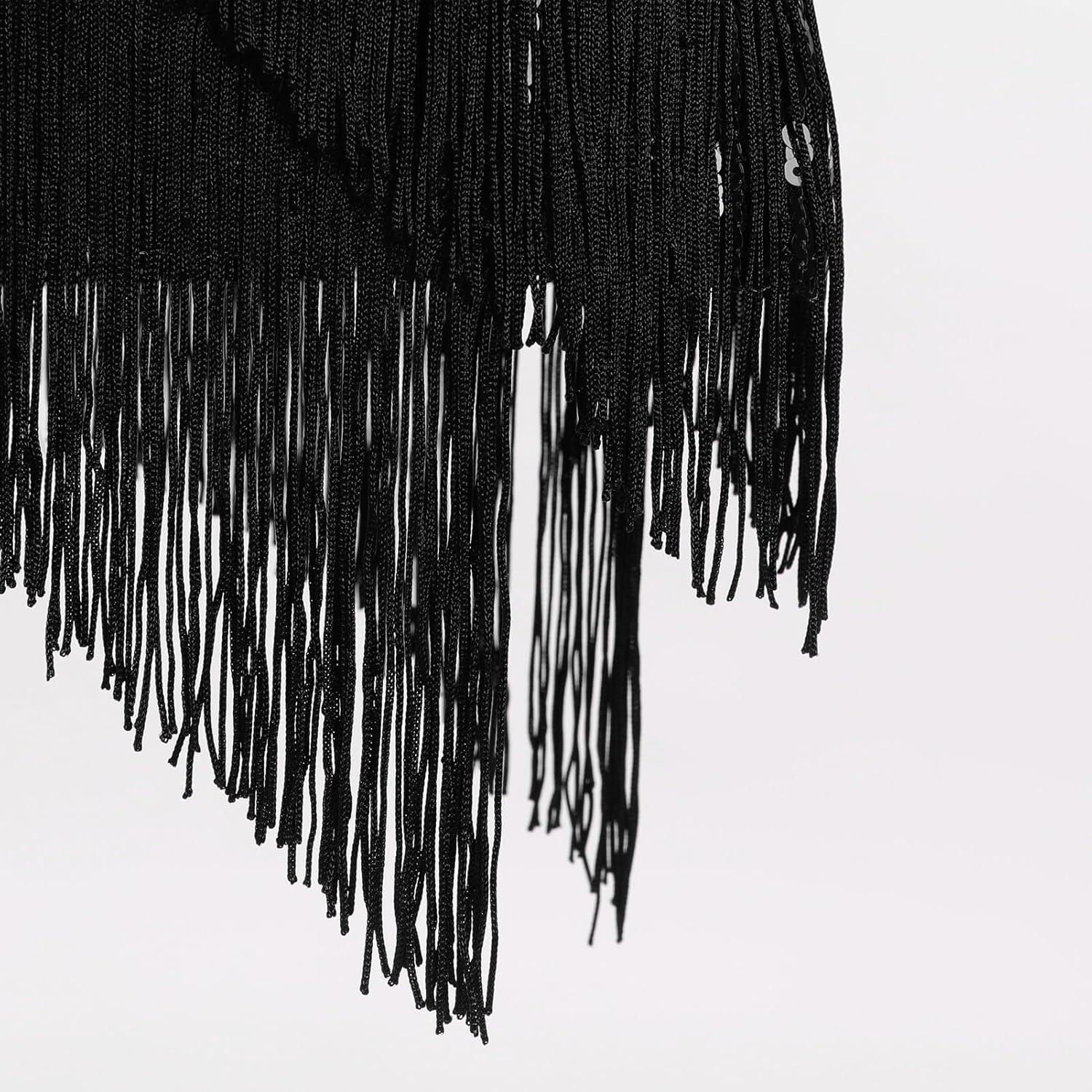 imageIDOPIP Kids Girls 1920s Flapper Dress Tassels Sequins Fringe Latin Dance Dress Gatsby Halloween Party Ballroom Dance CostumesBlack