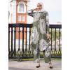 imageIDOPIP Abaya Dress for Women Muslim Set Long Sleeve Chiffon Islamic Dress Shirt with Pants 2PCS Dubai Prayer Casual ClothesGreen Print