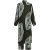 imageIDOPIP Abaya Dress for Women Muslim Set Long Sleeve Chiffon Islamic Dress Shirt with Pants 2PCS Dubai Prayer Casual ClothesGreen Print