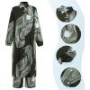 imageIDOPIP Abaya Dress for Women Muslim Set Long Sleeve Chiffon Islamic Dress Shirt with Pants 2PCS Dubai Prayer Casual ClothesGreen Print