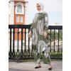 imageIDOPIP Abaya Dress for Women Muslim Set Long Sleeve Chiffon Islamic Dress Shirt with Pants 2PCS Dubai Prayer Casual ClothesGreen Print