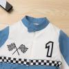 imageIDOPIP Baby Boys 1st 2nd Birthday Outfit Race Car Driver Romper Girls Racer Jumpsuit Kids Racing Suit Toddler Dress up OutfitBlue 1