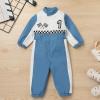 imageIDOPIP Baby Boys 1st 2nd Birthday Outfit Race Car Driver Romper Girls Racer Jumpsuit Kids Racing Suit Toddler Dress up OutfitBlue 1