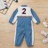 imageIDOPIP Baby Boys 1st 2nd Birthday Outfit Race Car Driver Romper Girls Racer Jumpsuit Kids Racing Suit Toddler Dress up OutfitBlue 2