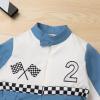 imageIDOPIP Baby Boys 1st 2nd Birthday Outfit Race Car Driver Romper Girls Racer Jumpsuit Kids Racing Suit Toddler Dress up OutfitBlue 2