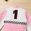 imageIDOPIP Baby Boys 1st 2nd Birthday Outfit Race Car Driver Romper Girls Racer Jumpsuit Kids Racing Suit Toddler Dress up OutfitPink 1
