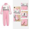 imageIDOPIP Baby Boys 1st 2nd Birthday Outfit Race Car Driver Romper Girls Racer Jumpsuit Kids Racing Suit Toddler Dress up OutfitPink 2