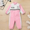 imageIDOPIP Baby Boys 1st 2nd Birthday Outfit Race Car Driver Romper Girls Racer Jumpsuit Kids Racing Suit Toddler Dress up OutfitPink 2
