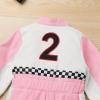 imageIDOPIP Baby Boys 1st 2nd Birthday Outfit Race Car Driver Romper Girls Racer Jumpsuit Kids Racing Suit Toddler Dress up OutfitPink 2