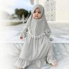 imageIDOPIP Baby Girls Muslim Abayas Dress with Hijab 2PCS Prayer Clothes for Toddler Kids Girl Ramadan Dresses Islamic Dubai RobeGray