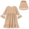 imageIDOPIP Baby Girls Muslim Abayas Dress with Hijab 2PCS Prayer Clothes for Toddler Kids Girl Ramadan Dresses Islamic Dubai RobeKhaki