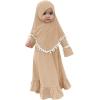 imageIDOPIP Baby Girls Muslim Abayas Dress with Hijab 2PCS Prayer Clothes for Toddler Kids Girl Ramadan Dresses Islamic Dubai RobeKhaki