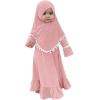 imageIDOPIP Baby Girls Muslim Abayas Dress with Hijab 2PCS Prayer Clothes for Toddler Kids Girl Ramadan Dresses Islamic Dubai RobePink