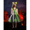 imageIDOPIP Kids Girls Halloween Costume Black and White Striped Costume Suit Clown Tutu Dress Headband Outfits for Photo ShootBlack  Green