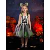 imageIDOPIP Kids Girls Halloween Costume Black and White Striped Costume Suit Clown Tutu Dress Headband Outfits for Photo ShootBlack  Green