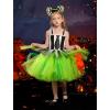 imageIDOPIP Kids Girls Halloween Costume Black and White Striped Costume Suit Clown Tutu Dress Headband Outfits for Photo ShootGreen