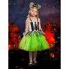 imageIDOPIP Kids Girls Halloween Costume Black and White Striped Costume Suit Clown Tutu Dress Headband Outfits for Photo ShootGreen
