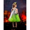 imageIDOPIP Kids Girls Halloween Costume Black and White Striped Costume Suit Clown Tutu Dress Headband Outfits for Photo ShootGreen