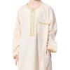 imageIDOPIP Muslim Boys Thobe for Kids Islamic Arabic Middle East Loose Kaftan Robes Long Zipper Prayer Thobes Dress with PocketsBeige  Zipper