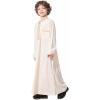 imageIDOPIP Muslim Boys Thobe for Kids Islamic Arabic Middle East Loose Kaftan Robes Long Zipper Prayer Thobes Dress with PocketsBeige  Zipper