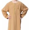 imageIDOPIP Muslim Boys Thobe for Kids Islamic Arabic Middle East Loose Kaftan Robes Long Zipper Prayer Thobes Dress with PocketsCamel  Zipper