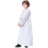 imageIDOPIP Muslim Boys Thobe for Kids Islamic Arabic Middle East Loose Kaftan Robes Long Zipper Prayer Thobes Dress with PocketsWhite  Zipper