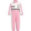imageIDOPIP Baby Boys 1st 2nd Birthday Outfit Race Car Driver Romper Girls Racer Jumpsuit Kids Racing Suit Toddler Dress up OutfitPink 2
