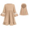 imageIDOPIP Baby Girls Muslim Abayas Dress with Hijab 2PCS Prayer Clothes for Toddler Kids Girl Ramadan Dresses Islamic Dubai RobeKhaki