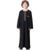 imageIDOPIP Muslim Boys Thobe for Kids Islamic Arabic Middle East Loose Kaftan Robes Long Zipper Prayer Thobes Dress with PocketsBlack  Zipper
