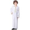 imageIDOPIP Muslim Boys Thobe for Kids Islamic Arabic Middle East Loose Kaftan Robes Long Zipper Prayer Thobes Dress with PocketsWhite  Zipper