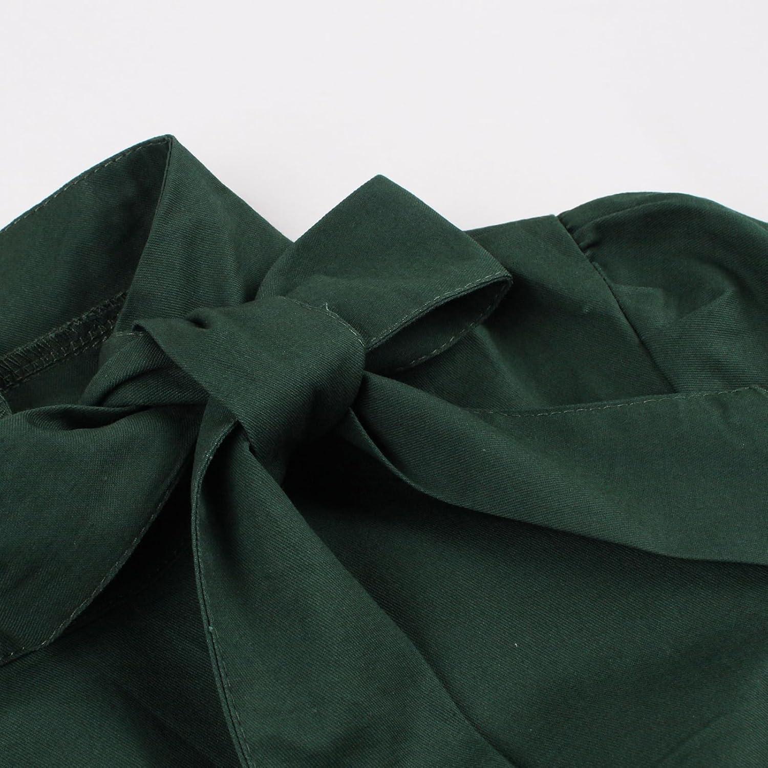 imageIDOPIP 1950s Women Vintage Swing Dress Elegant Tie Neck Cocktail Midi Dress ALine Formal Wedding Evening Party Retro DressGreen