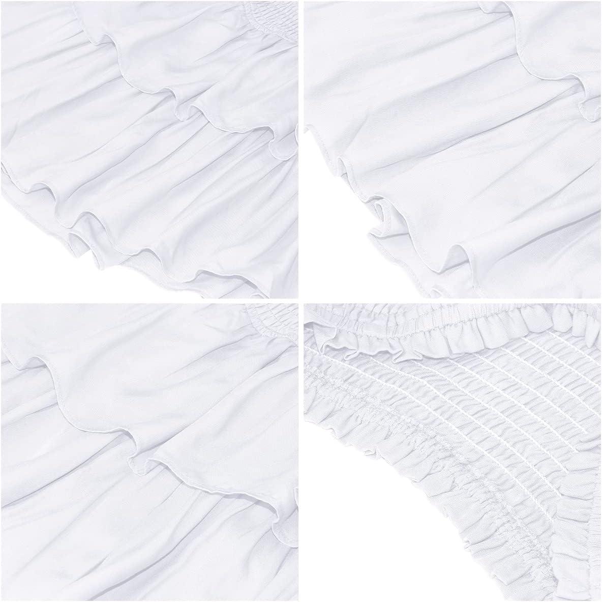 imageIDOPIP Women Boho Mini Skirt Summer High Waist Floral Layered Skirt Casual Ruffle Smocked Skirt Club Party Evening SkirtWhite