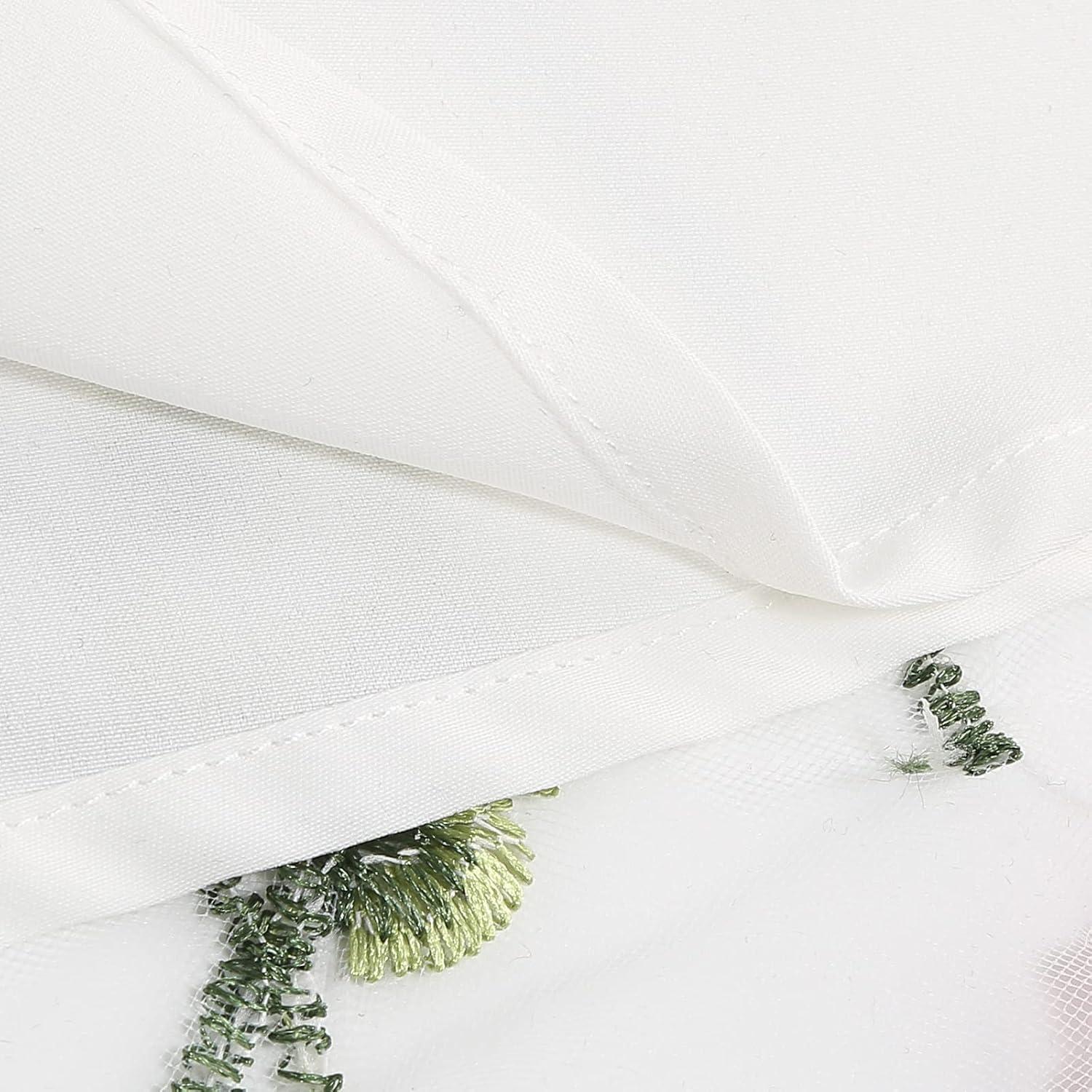 imageIDOPIP Women Floral Embroidered Mesh Skirt Elegant Elastic Waist Tulle Midi Skirt Cocktail Party Layered A Line Skirt DressWhite