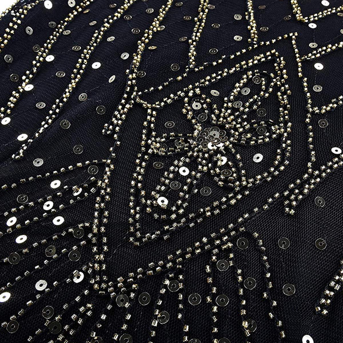 imageWomens 1920s Flapper Dress Vintage Great Gatsby Party Sequin Maxi Evening Cocktail Dresses with 20s Accessories SetBlack  Gold