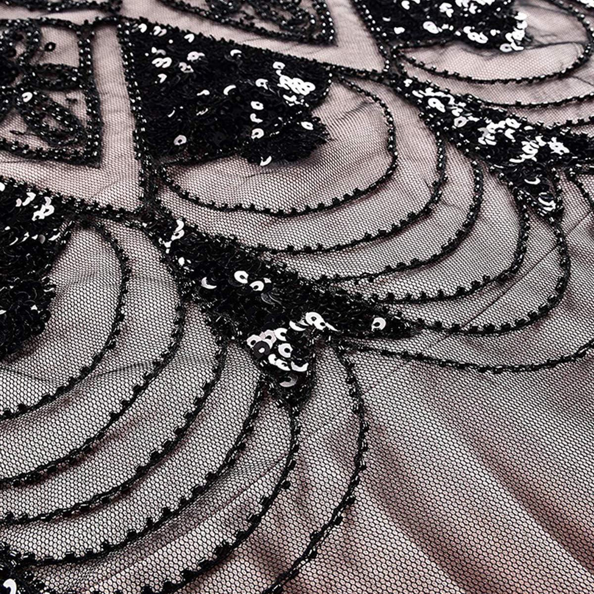 imageWomens 1920s Flapper Dress Vintage Great Gatsby Party Sequin Maxi Evening Cocktail Dresses with 20s Accessories SetBlack  Pink
