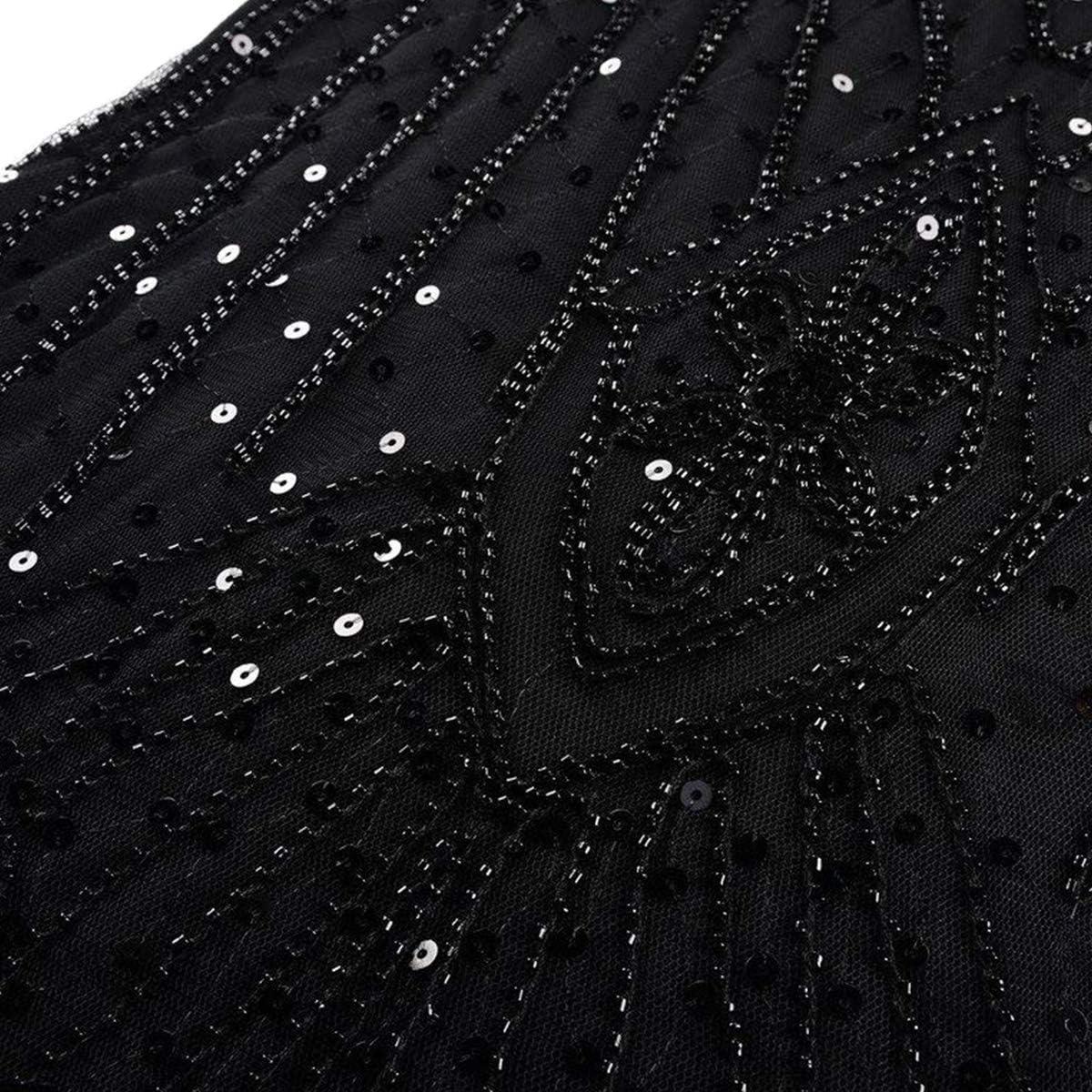 imageWomens 1920s Flapper Dress Vintage Great Gatsby Party Sequin Maxi Evening Cocktail Dresses with 20s Accessories SetBlack