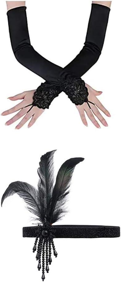 imageWomens 1920s Flapper Dress Vintage Great Gatsby Party Sequin Maxi Evening Cocktail Dresses with 20s Accessories SetRed