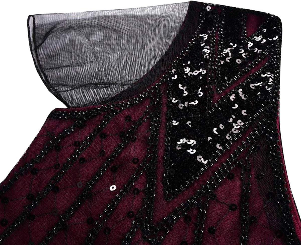 imageWomens 1920s Flapper Dress Vintage Great Gatsby Party Sequin Maxi Evening Cocktail Dresses with 20s Accessories SetRed