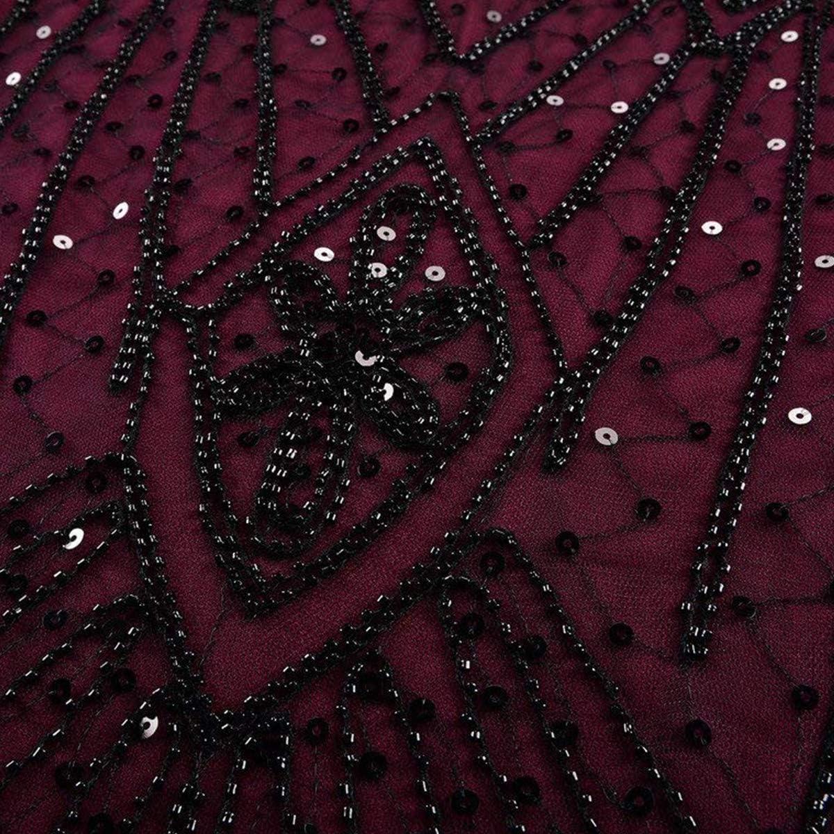 imageWomens 1920s Flapper Dress Vintage Great Gatsby Party Sequin Maxi Evening Cocktail Dresses with 20s Accessories SetRed