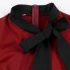 imageIDOPIP 1950s Women Vintage Swing Dress Elegant Tie Neck Cocktail Midi Dress ALine Formal Wedding Evening Party Retro DressWine Red