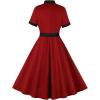 imageIDOPIP 1950s Women Vintage Swing Dress Elegant Tie Neck Cocktail Midi Dress ALine Formal Wedding Evening Party Retro DressWine Red